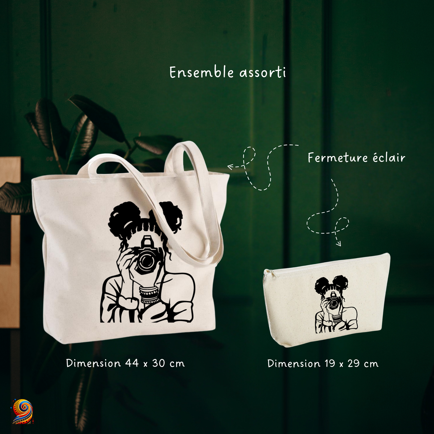 Sac shopping Silhouette femme afro aux chignons - Twende Art