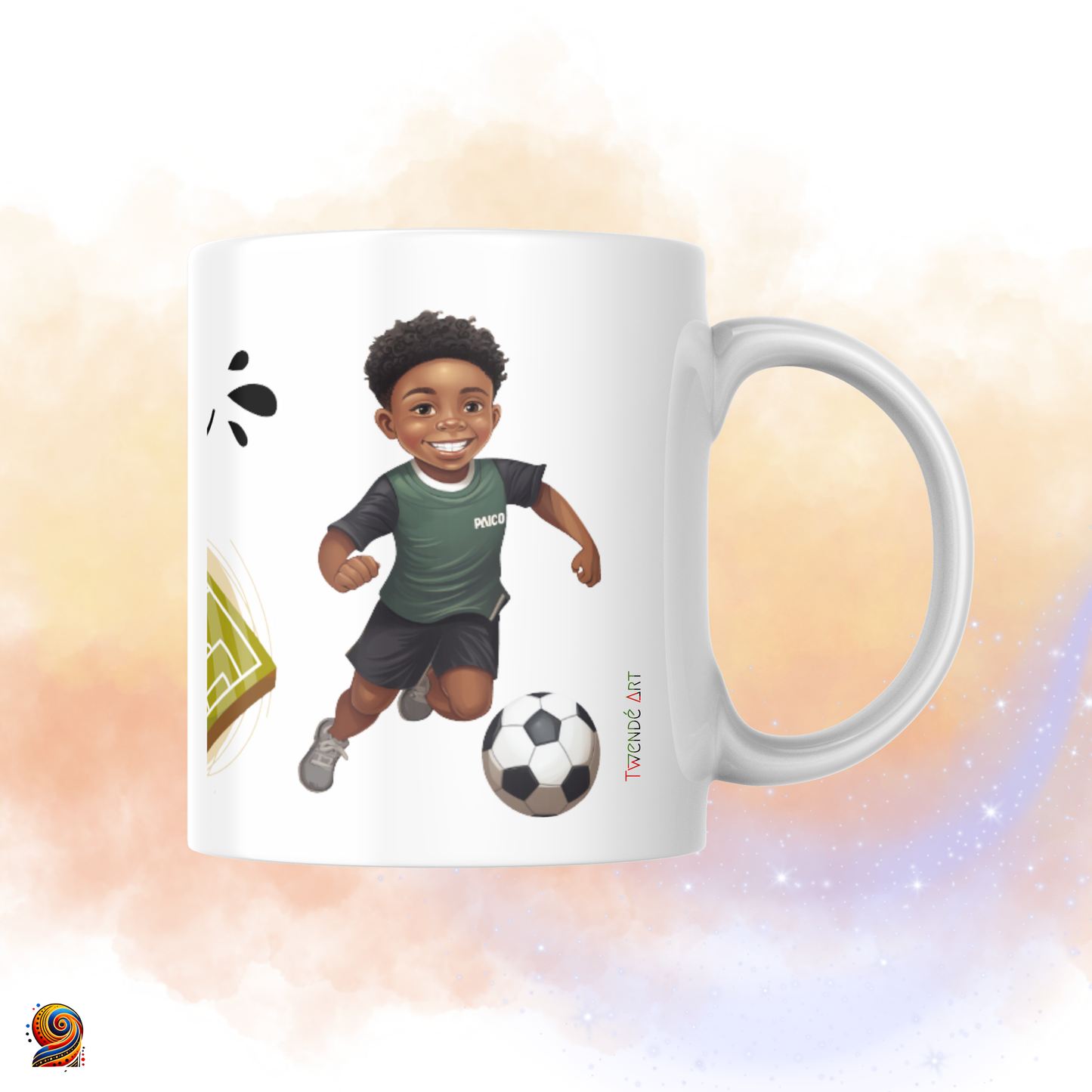 Mug personnalisé afro Footballer - Twende Art