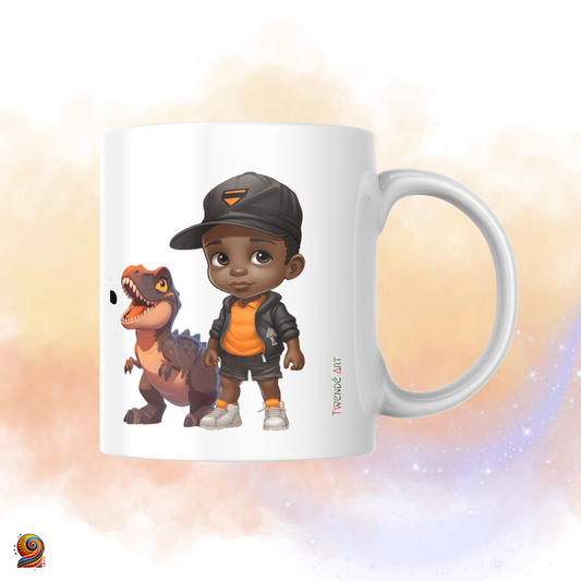 Mug personnalisé afro Chasseur de Dino - Twende Art