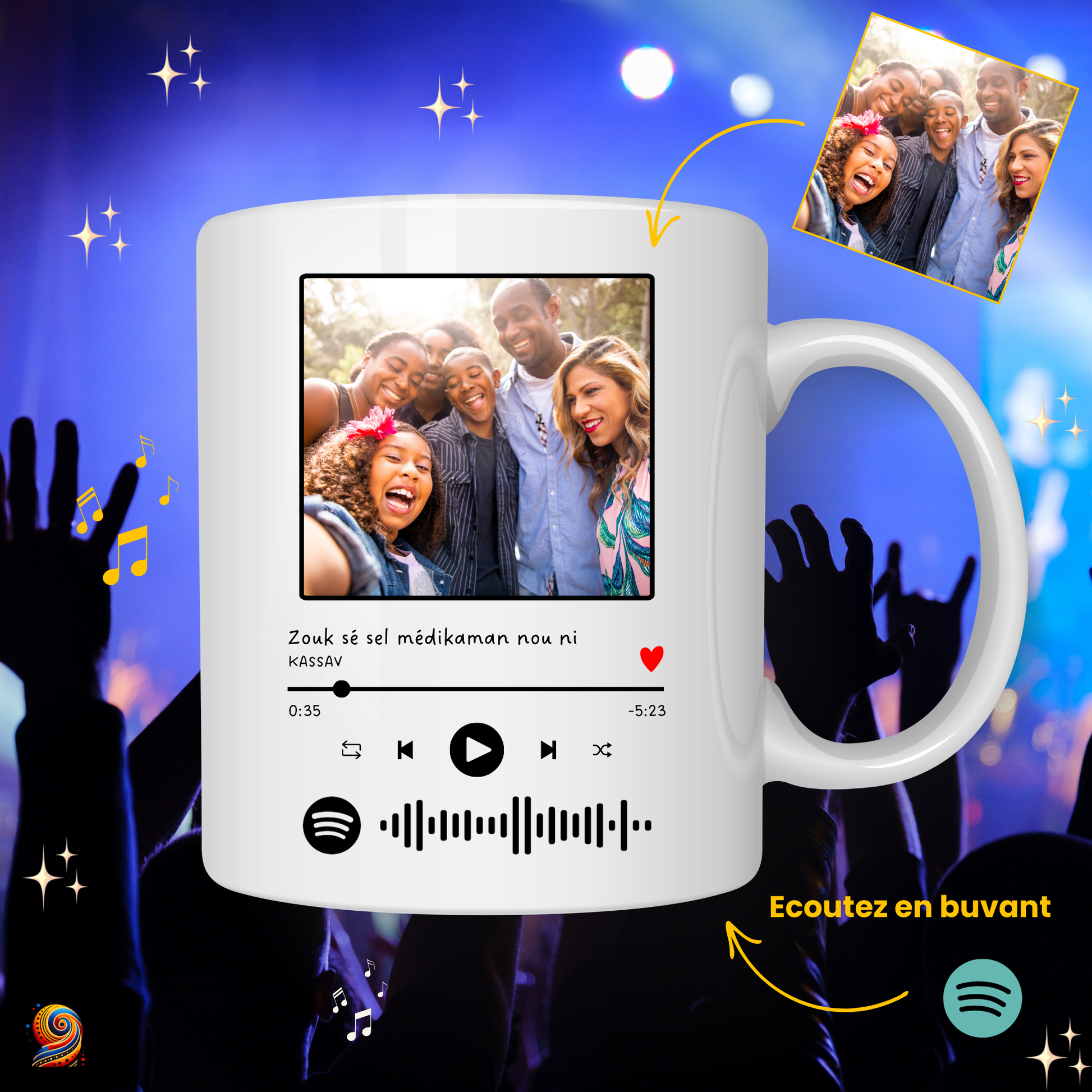 Mug photo personnalisé QR-Code Spotify - Twende Art