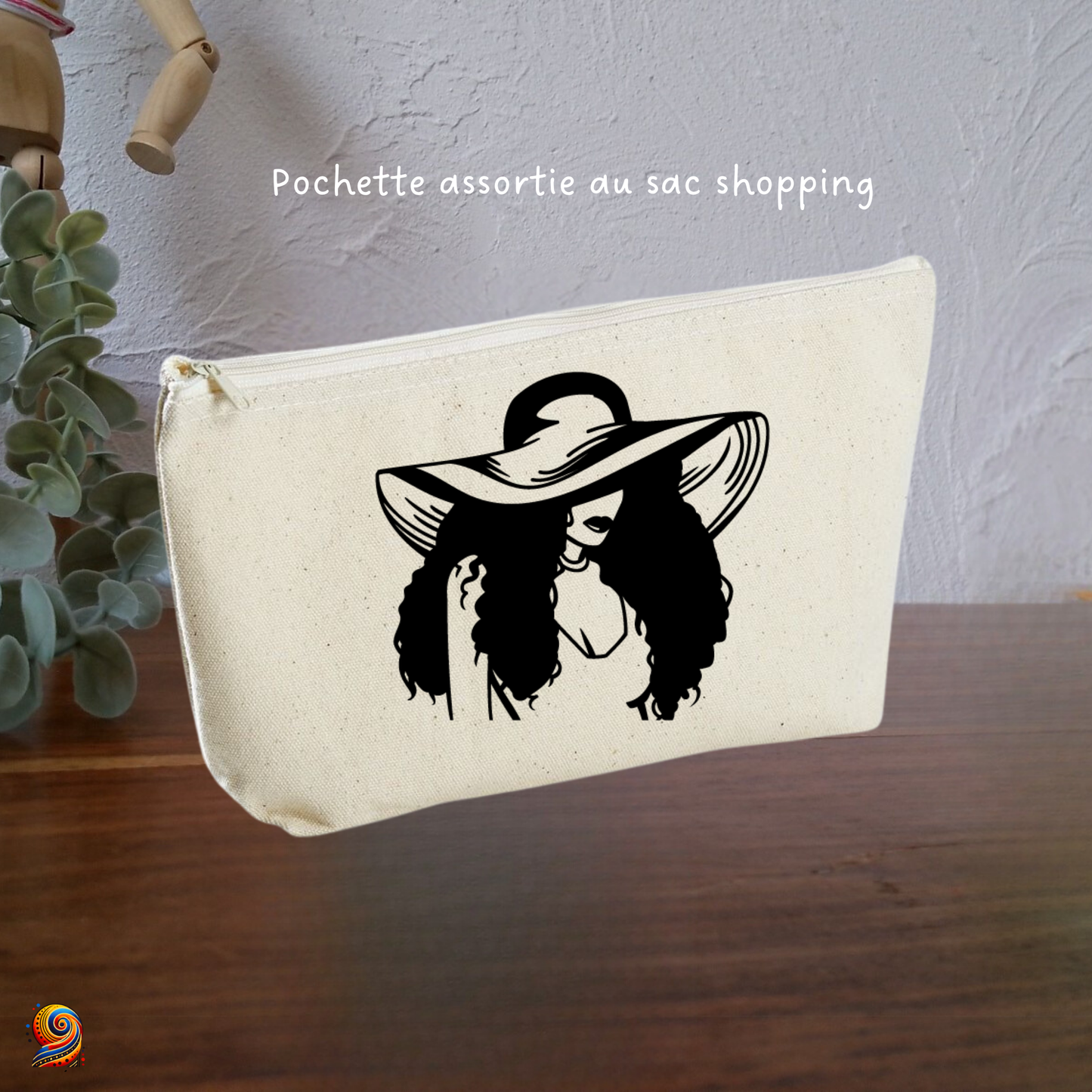 Sac shopping Silhouette femme afro au chapeau - Twende Art