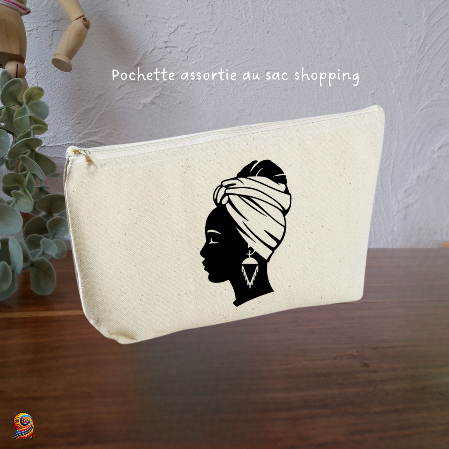 Sac shopping "Silhouette femme afro au foulard" - Twende Art