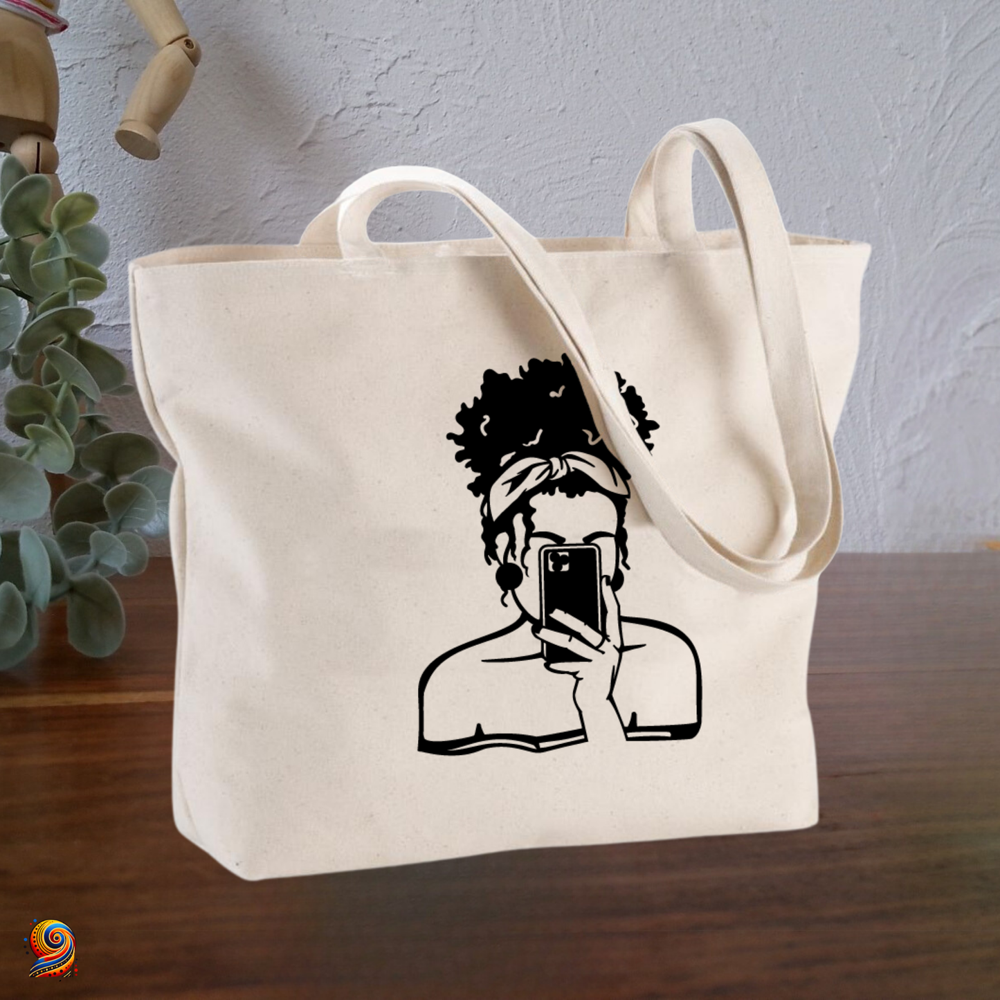 Sac shopping Silhouette femme afro-puff - Twende Art