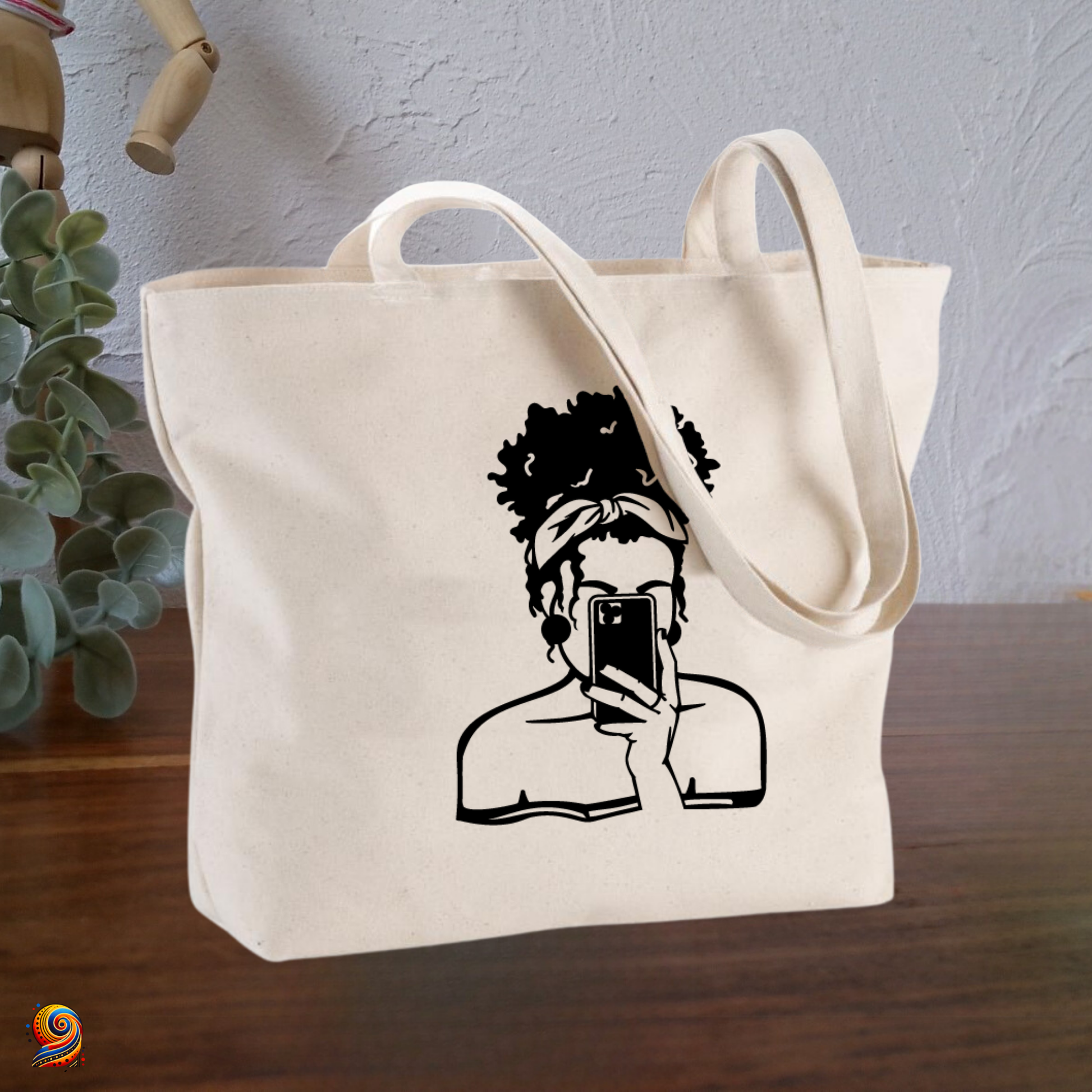 Sac shopping Silhouette femme afro-puff - Twende Art