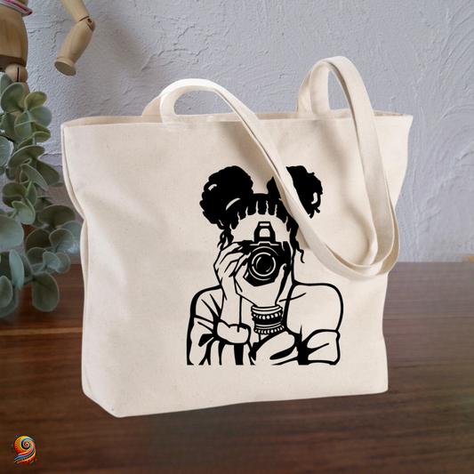 Sac shopping Silhouette femme afro aux chignons - Twende Art