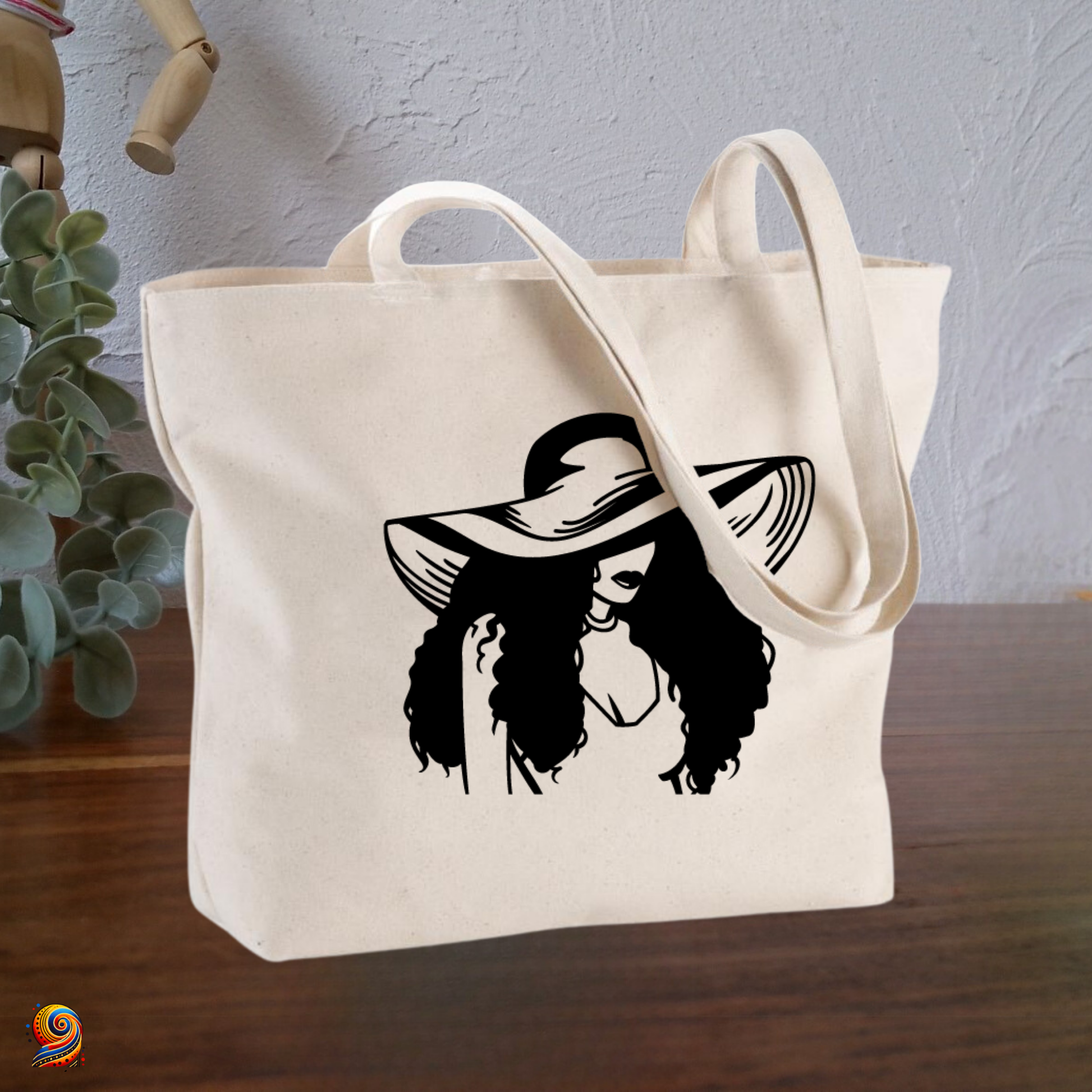Sac shopping Silhouette femme afro au chapeau - Twende Art