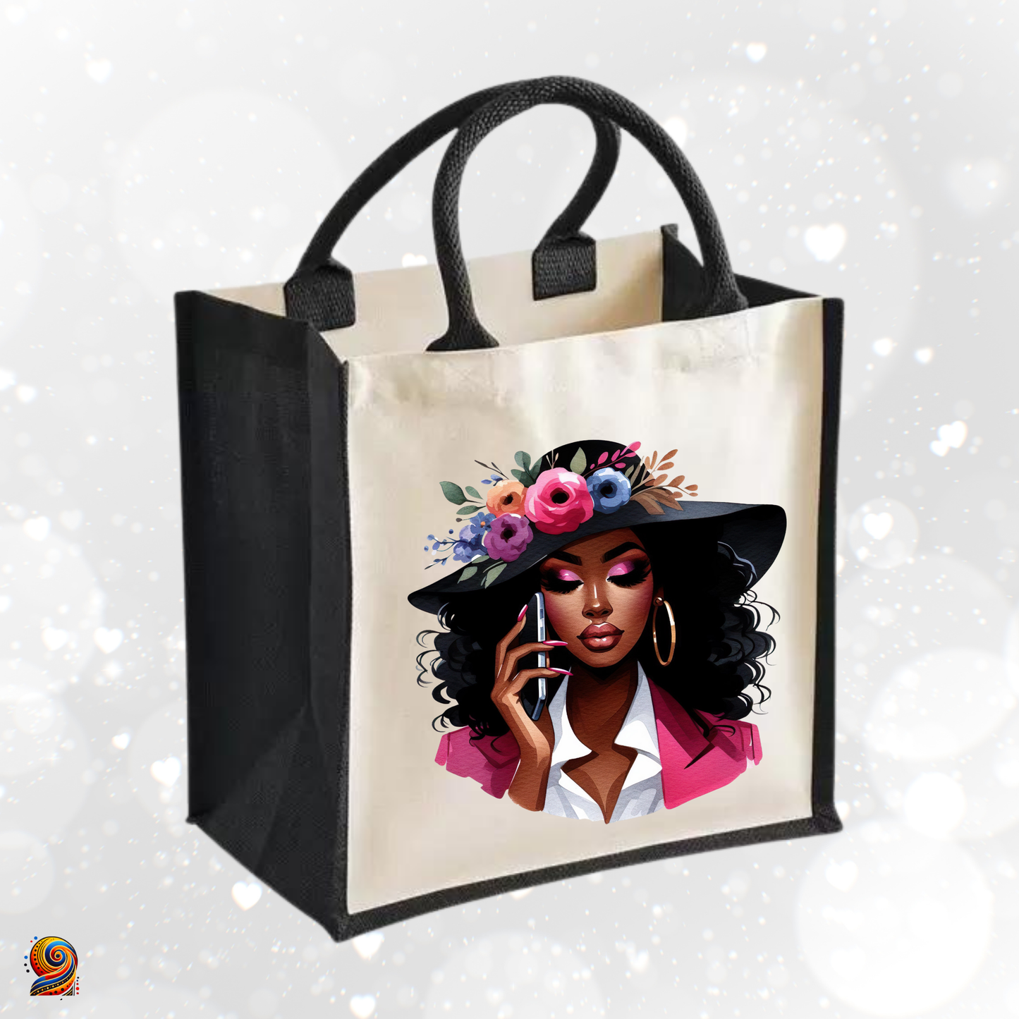 AfroSac cabas bicolore "Fleurs" - Twende Art
