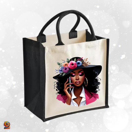 AfroSac cabas bicolore "Fleurs" - Twende Art