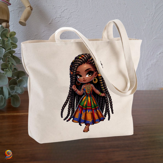 Sac shopping afro Fille en robe Kwanzaa - Twende Art